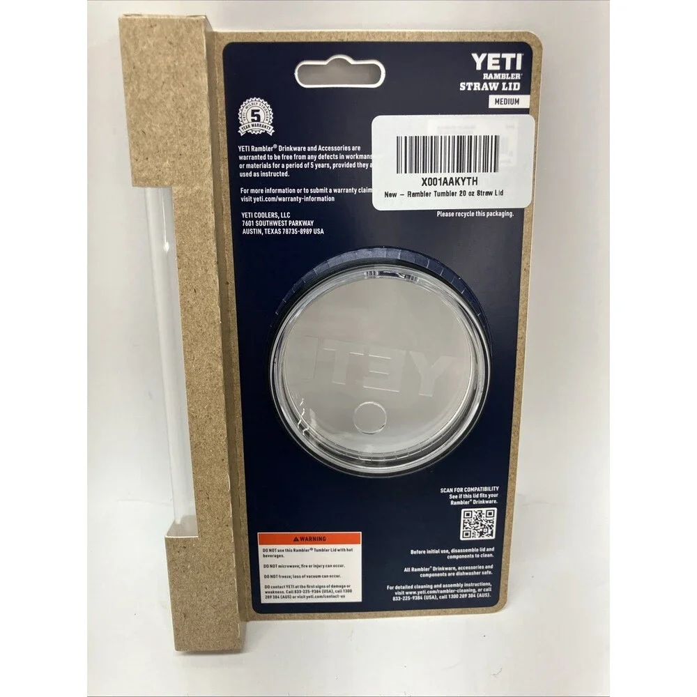 Yeti Straw Lid 20oz Cup & 24oz Tumbler, 25oz Straw Mug MED -Lid/Straw Only (New)